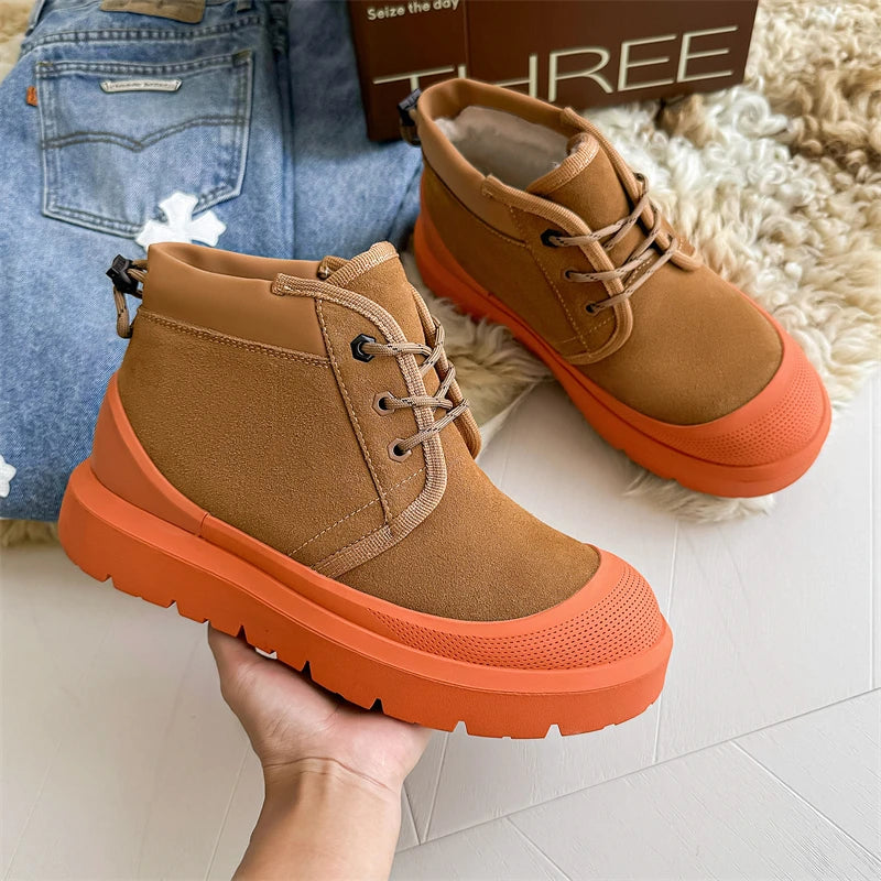 Sneakers Casual Plus Size 43 44 Womens Mens Winter Plush Warm Snow Boots Fashion Fur Upper Height Increased Platform Board Shoes