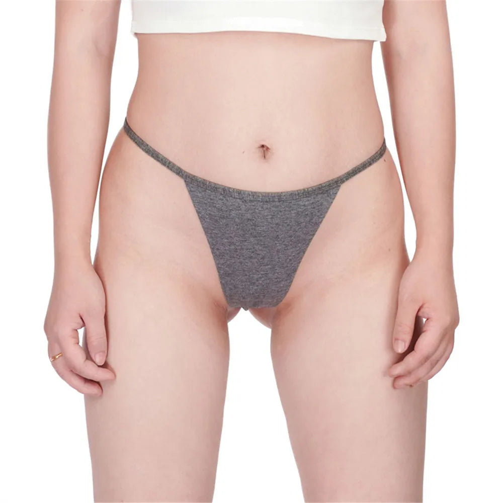 2pcs Women's Thong Sexy Lingerie Cotton Seamless Invisible Underwear Mid-rise T-back Panties Single Chip Breathable and Soft