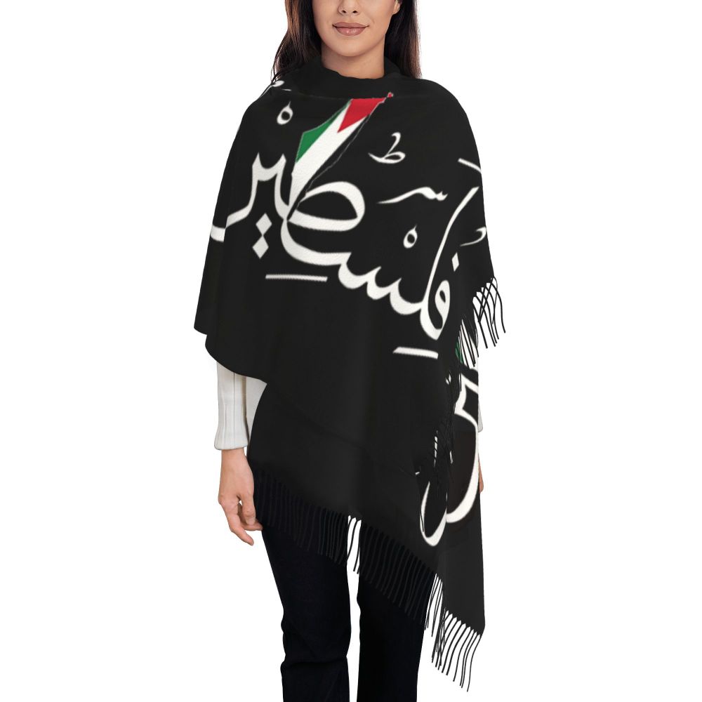 Palestines Flag Tassel Scarf Women Soft Palestinians Patriotic Shawl Wrap Ladies Winter Fall Scarves