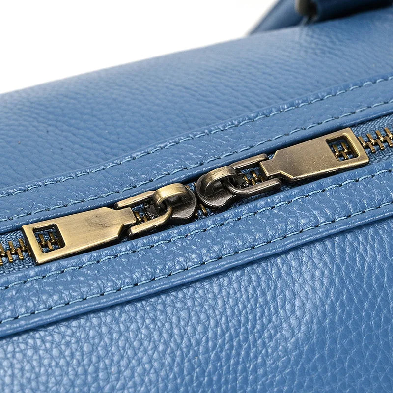 Sac de voyage en cuir véritable de grande capacité pour hommes et femmes, en cuir de vache noir souple, polochon de voyage décontracté, grand sac à bandoulière pour week-end