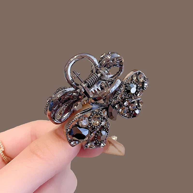 Exquisite Hollow Bow Hairpin New Rhinestone Small Grabber Girl Cute Bangs Clip Side Clip Sweet Hair Slide
