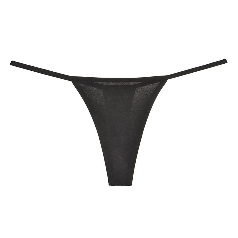 2pcs Women's Thong Sexy Lingerie Cotton Seamless Invisible Underwear Mid-rise T-back Panties Single Chip Breathable and Soft
