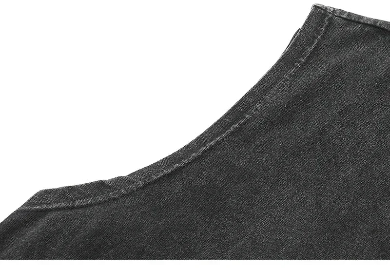 100% Cotton Hiphop Washed and Old Sleeveless T-shirt Men's Trendy Hip-hop Outer Wear Loose Sports Vest