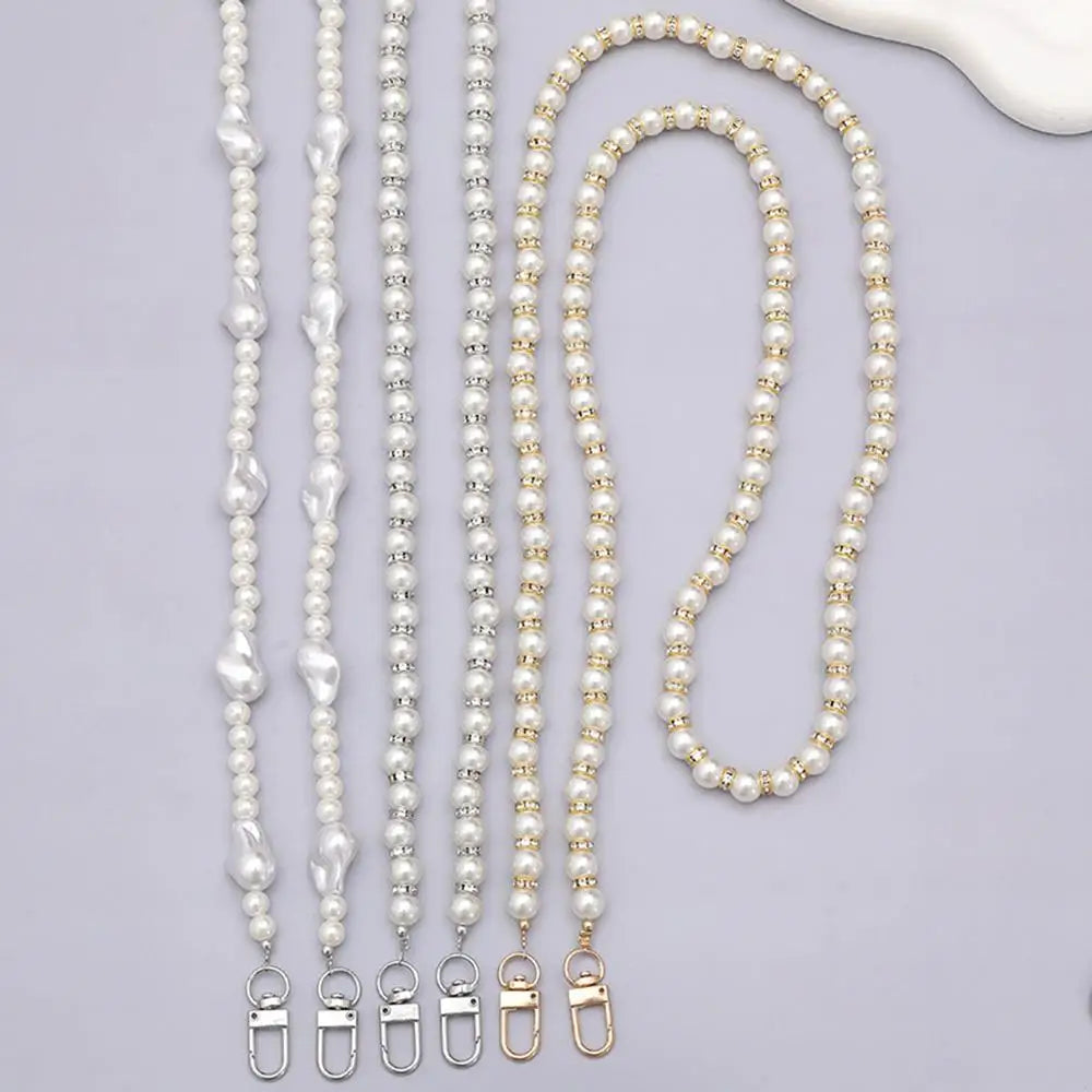 120cm Bag Chain for Handbag Handles Butterfly Beaded Phone Lanyard  DIY Purse Replacement for Shoulder Bag Straps Pearl Belt