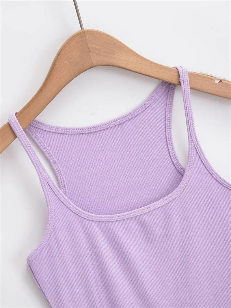 Women's U-neck Thin Belt Knit Vest 2025 Summer Fashion Sexy Crop Top Sling Camisole Trendy Outerwear