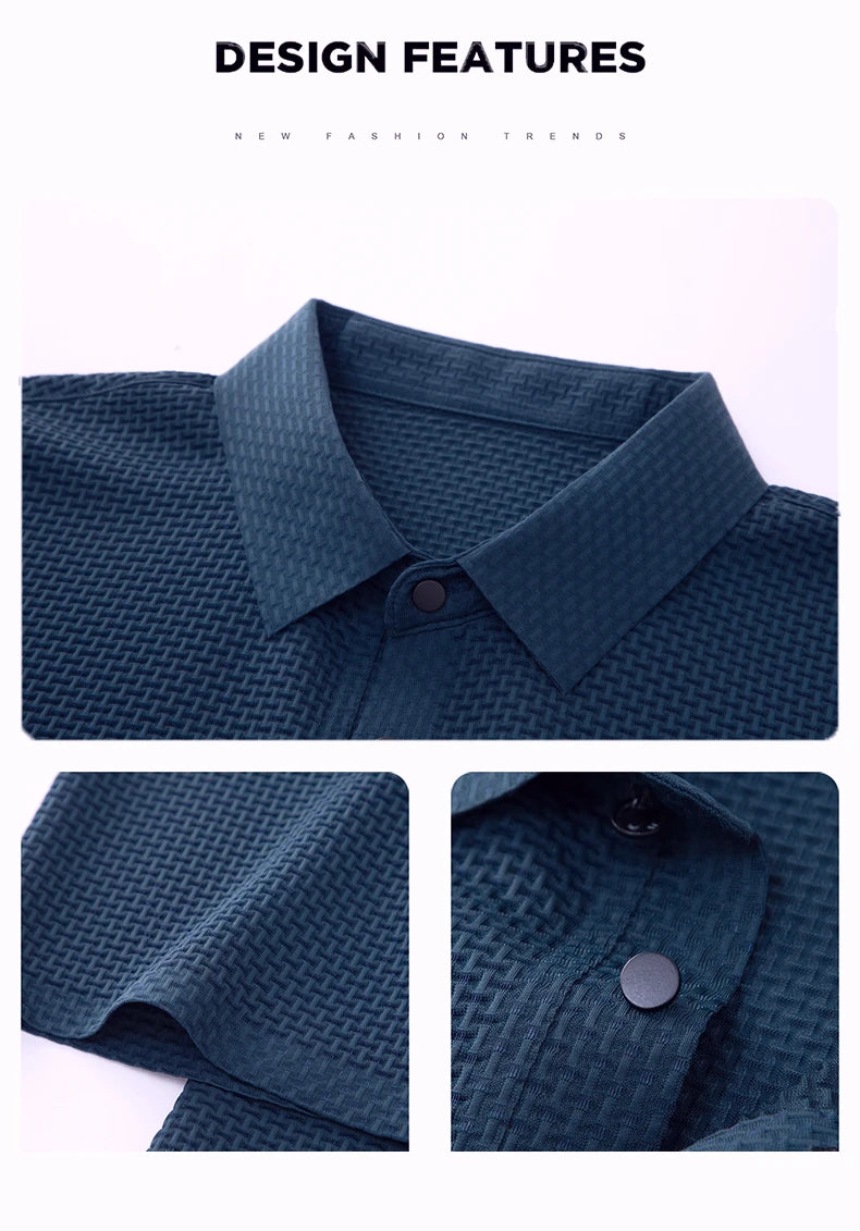 Summer New Men's Lop-up Hollow Short-sleeved Polo Shirt Ice Silk Breathable Business Fashion T-Shirt Male Brand Clothes