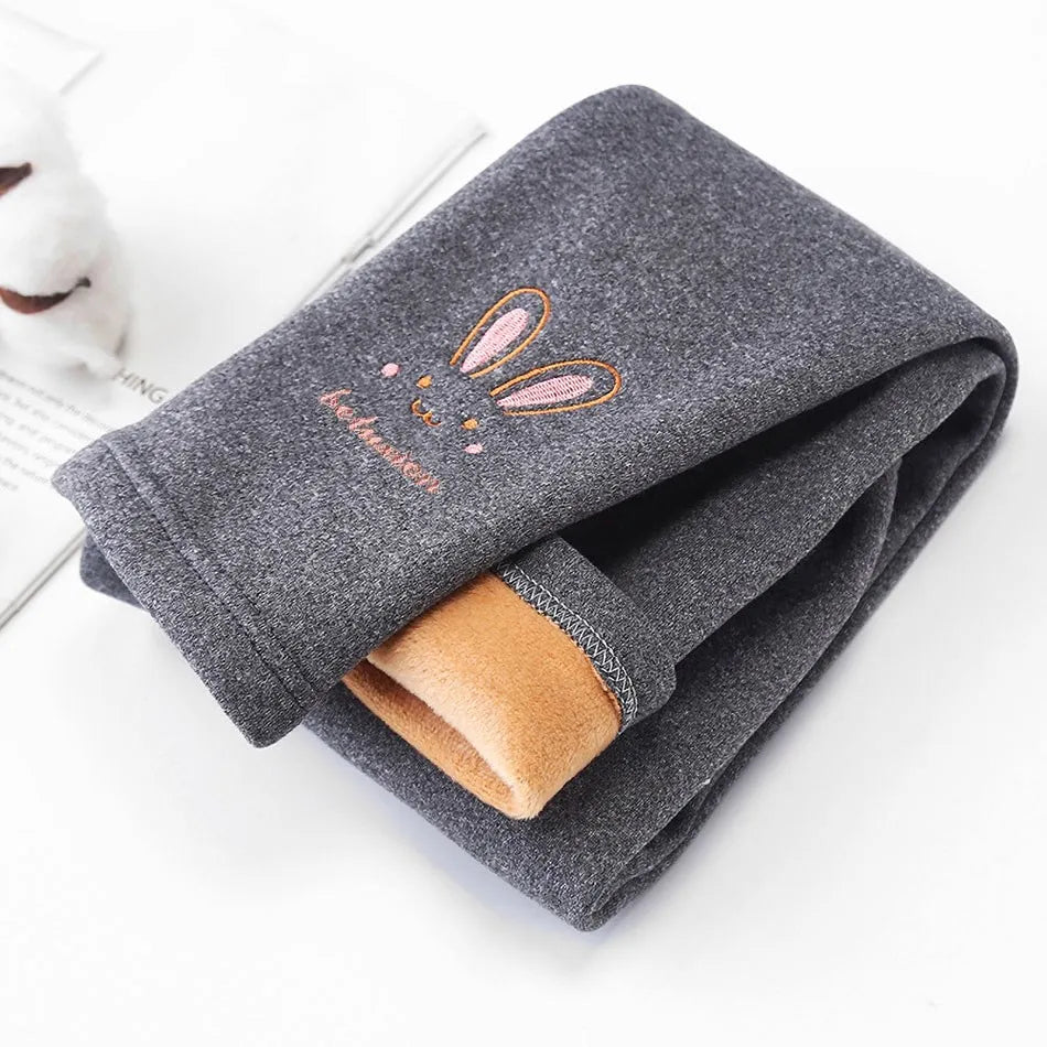 Leggings pour filles de 3 à 8 ans, pantalons lapin pour bébés, collants thermiques pour enfants, doublure polaire, à la mode, bas décontracté, automne et hiver