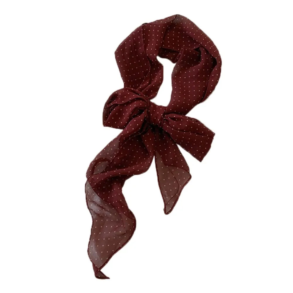 Elegant Ribbon Polka Dot Scarf Printed Multifunction Scarf Headband Thin Head Scarf Long Scarves Party
