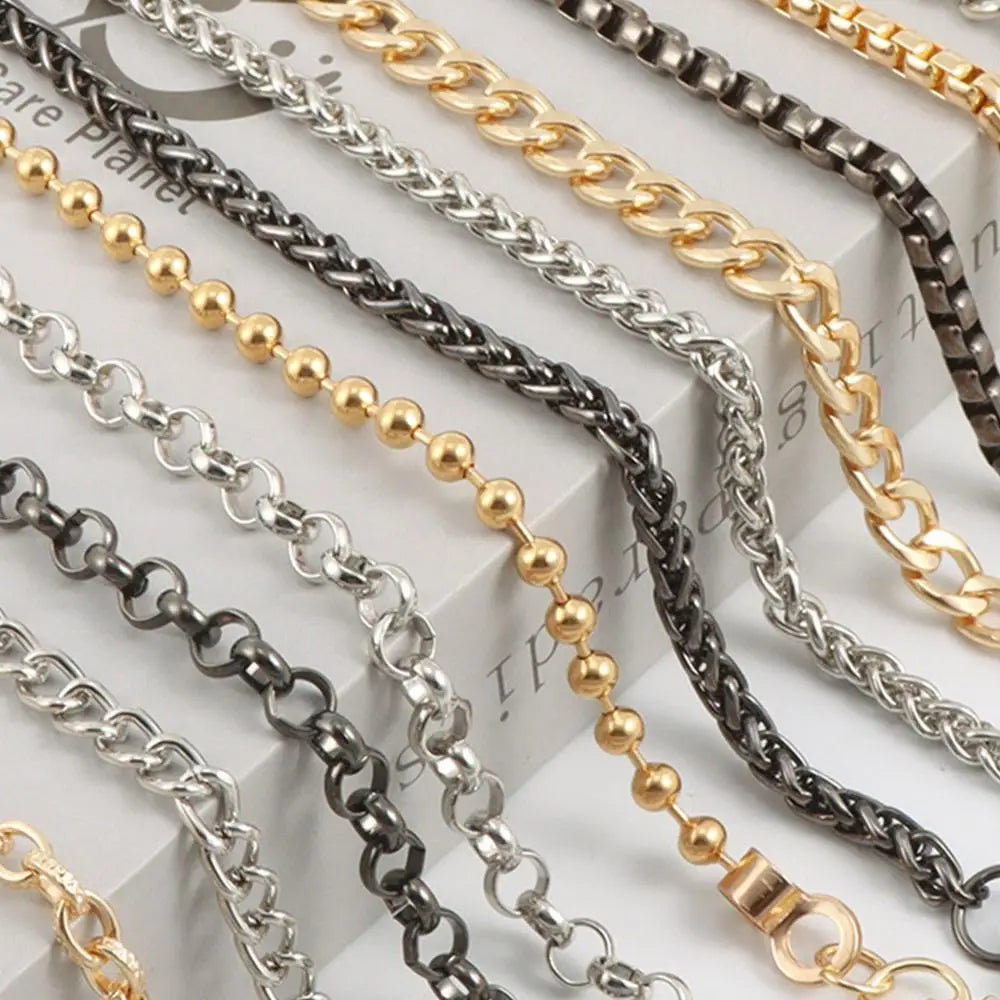 120cm Metal Bag Chain Replacement Shoulder Bag Strap Handbag Handle Chain Purse Chain Belt Metal Chain DIY Bag Accessories Gold