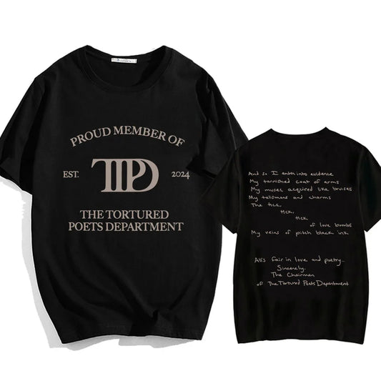 Album The Tortured Poets Department TTPD T-shirts Short Sleeve Cotton Comfortable Tee-shirt Casual Summer Men Women Tshirts Tees