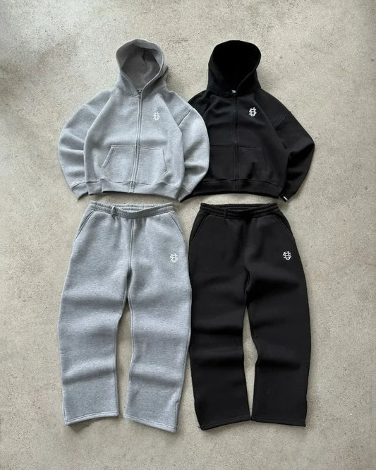 New Letter Embroidery Zip Up Casual Men Suits Y2K Oversized Harajuku Fashion Sweatshirts Women Retro Hoodies Couple Sweatpants