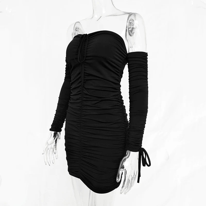 Articat – robe à bandes pour femmes, Sexy, épaules dénudées, manches longues, Slim, élastique, moulante, robes de soirée, automne hiver, 2022