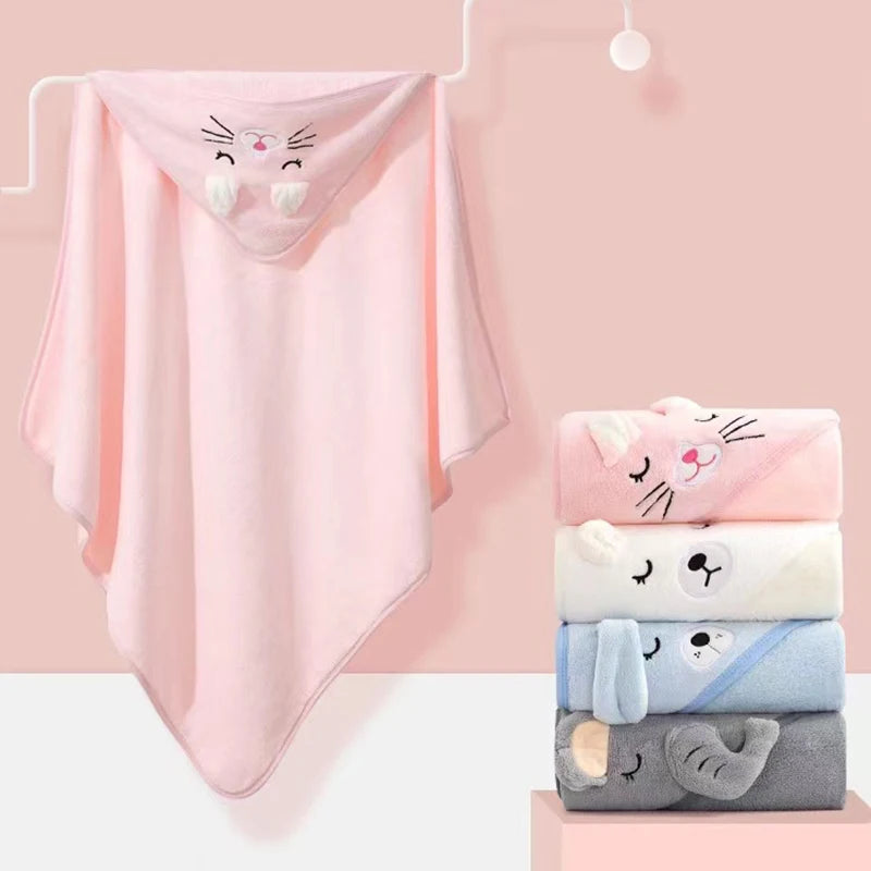 Serviette de bain pour tout-petits, peignoir pour bébé, couvertures pour garçons et filles, emmailloter avec capuche, lieux de dessin animé, sourire, literie pour enfants nouveau-nés