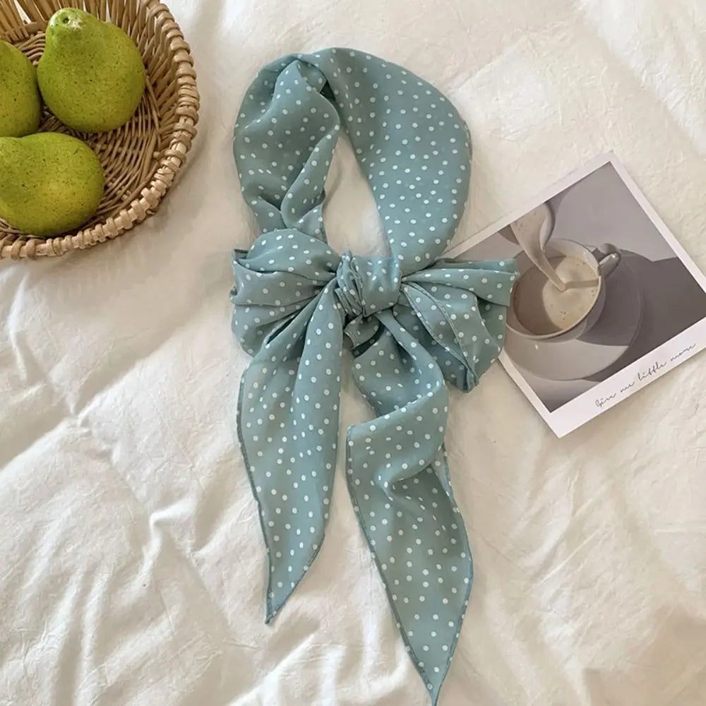 Elegant Ribbon Polka Dot Scarf Printed Multifunction Scarf Headband Thin Head Scarf Long Scarves Party