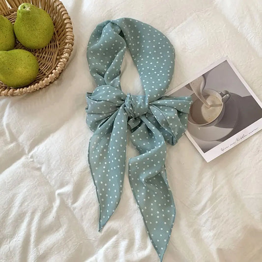 Elegant Ribbon Polka Dot Scarf Printed Multifunction Scarf Headband Thin Head Scarf Long Scarves Party