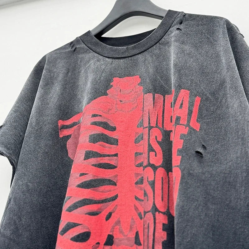 Graphics Print Vintage Washed Black Dirty Sleeveless T-Shirt Men Women Hip Hop Oversized Box Tee Best Quality Cotton T Shirt