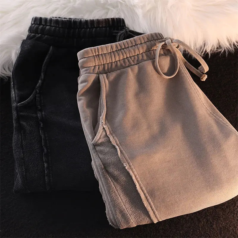 Street Retro Niche Splicing Casual Pinch Pants for Men and Women Summer Loose Sports Old Shorts Trend
