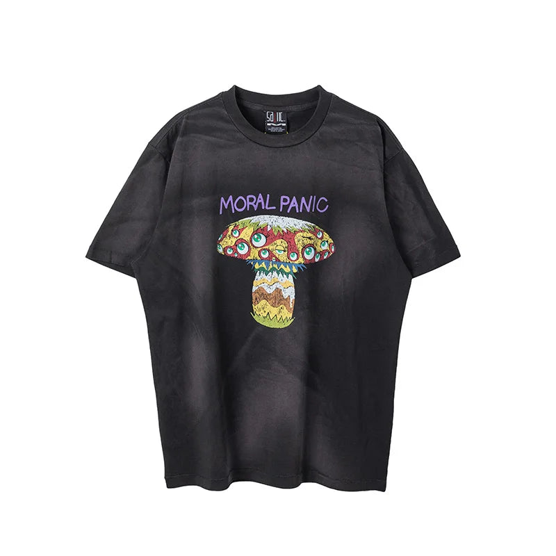 Saint High Quality Casual Loose Smiling Print Men T Shirt