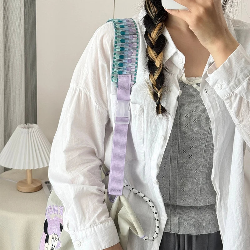 Embroidery Nylon Adjustable Shoulder Bag Strap Pull Button Colorful Sport Style Bag Extension Straps Unisex Bag Accessories