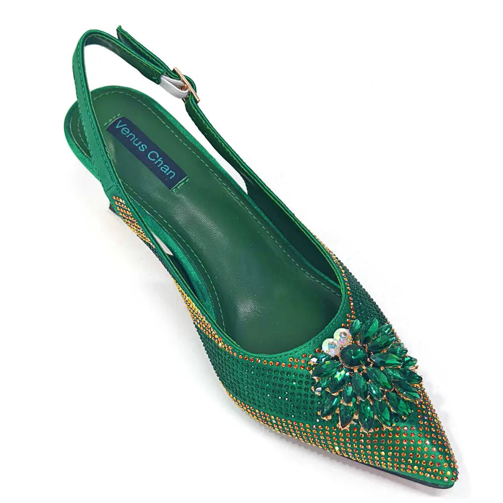 Newest Arrivals Special Design Silver Color African Women Shoes and Bag Set Pointed Toe Pumps for Wedding Party