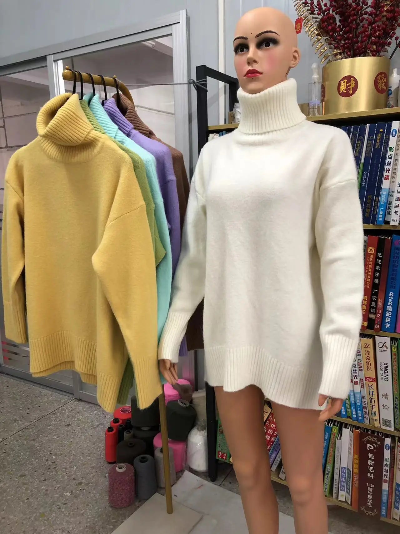 Oversized Women Cashmere Turtleneck Sweater Basics Knitted Jumpers Top Autumn Winter Warm Female Pullvers Sweater