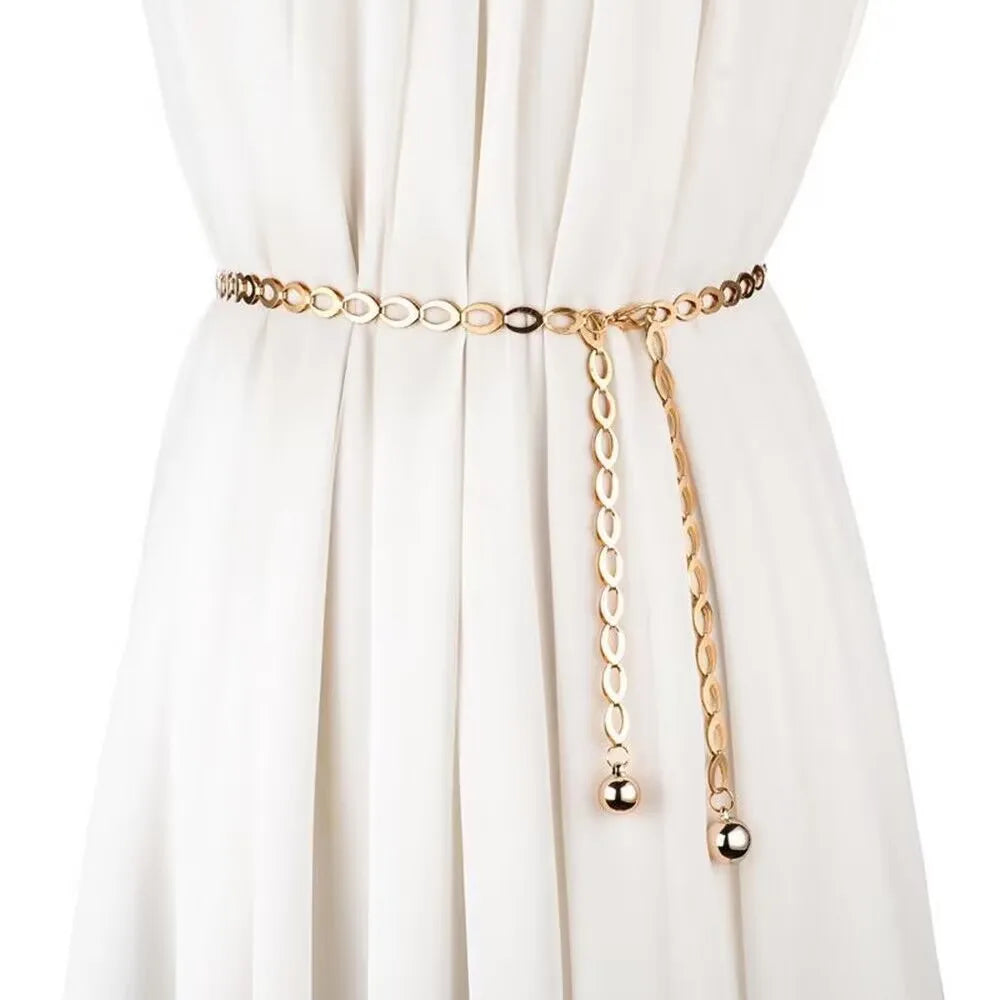 Metal hook adjustment waist chain women's fashion versatile decorative dress personalized chain Korean version waist thin belt
