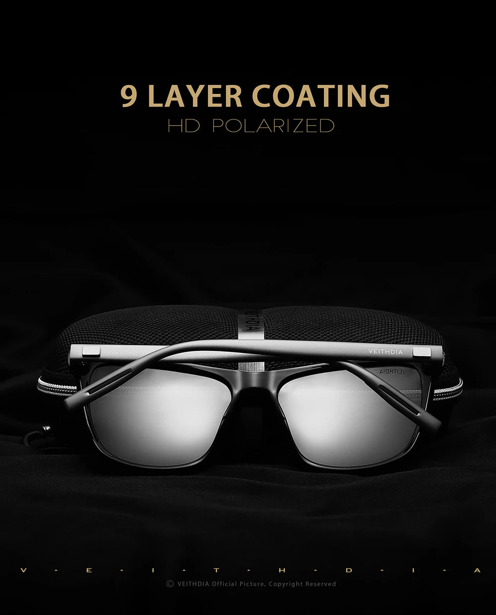 VEITHDIA marque lunettes de soleil unisexe rétro aluminium + TR90 lunettes de soleil polarisées lentille Vintage lunettes de soleil pour hommes/femmes 6108