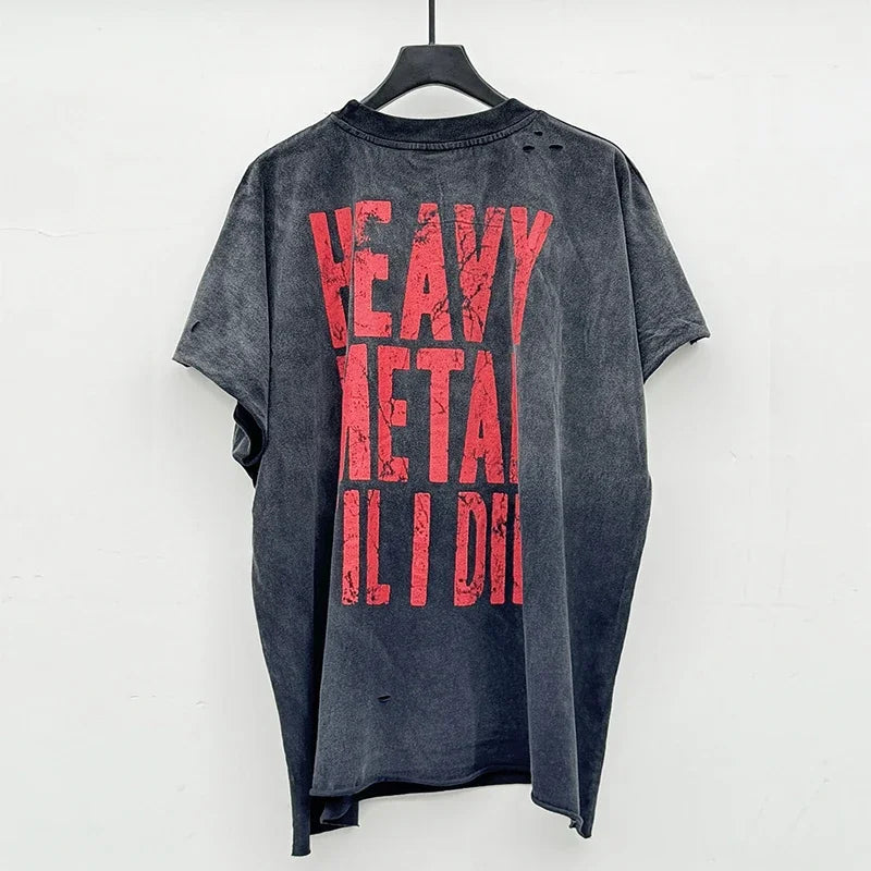 Graphics Print Vintage Washed Black Dirty Sleeveless T-Shirt Men Women Hip Hop Oversized Box Tee Best Quality Cotton T Shirt