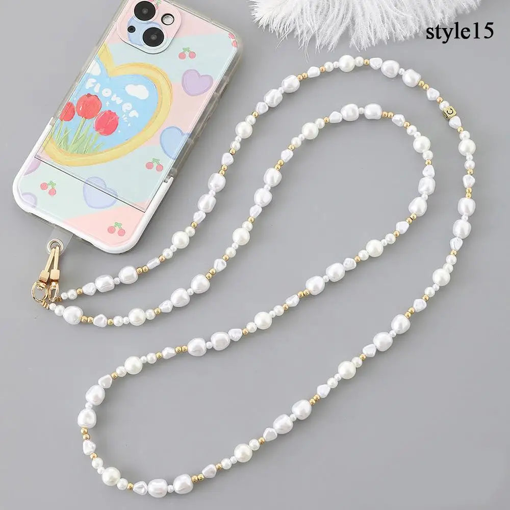 120cm Bag Chain for Handbag Handles Butterfly Beaded Phone Lanyard  DIY Purse Replacement for Shoulder Bag Straps Pearl Belt