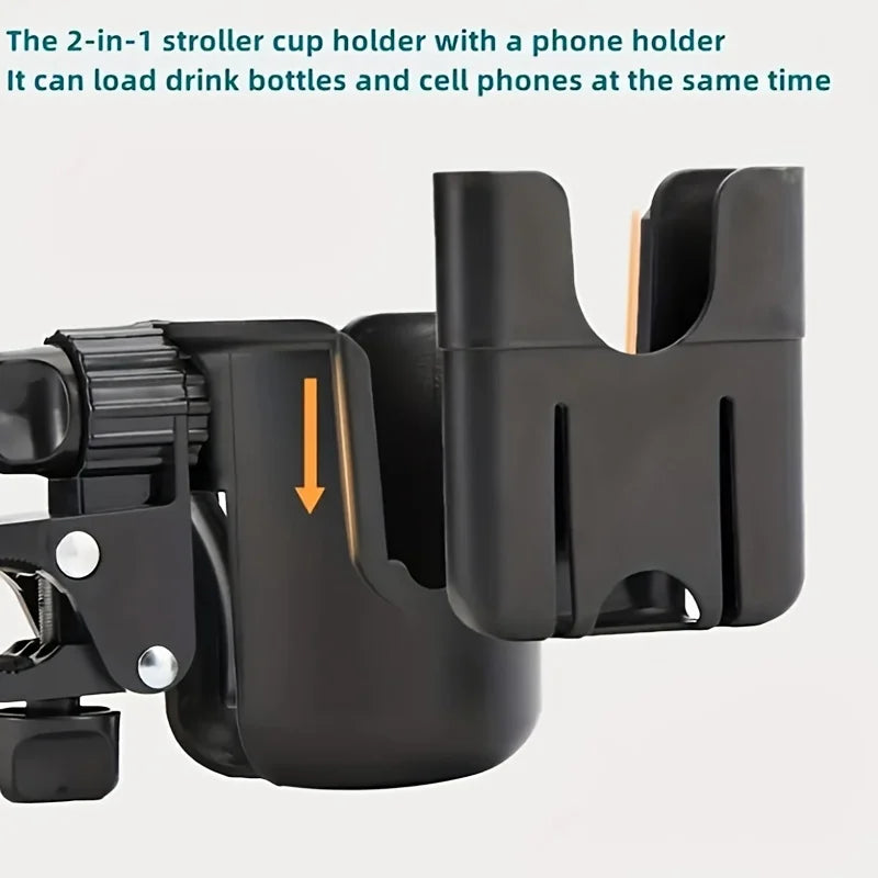 Porte-gobelet universel pour poussette avec support de téléphone, porte-bouteille pour fauteuil roulant, accessoires de poussette, 2 en 1