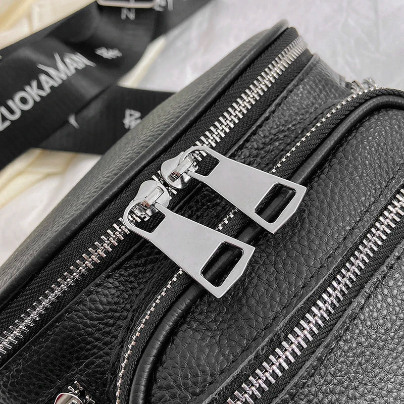 High Quality 100%Natural Cowskin Female Shoulder Crossbody Tote Genuine Leather Saddle Bags For Women Casual Wide Strap Handbags