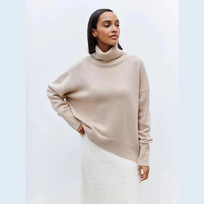 Oversized Women Cashmere Turtleneck Sweater Basics Knitted Jumpers Top Autumn Winter Warm Female Pullvers Sweater