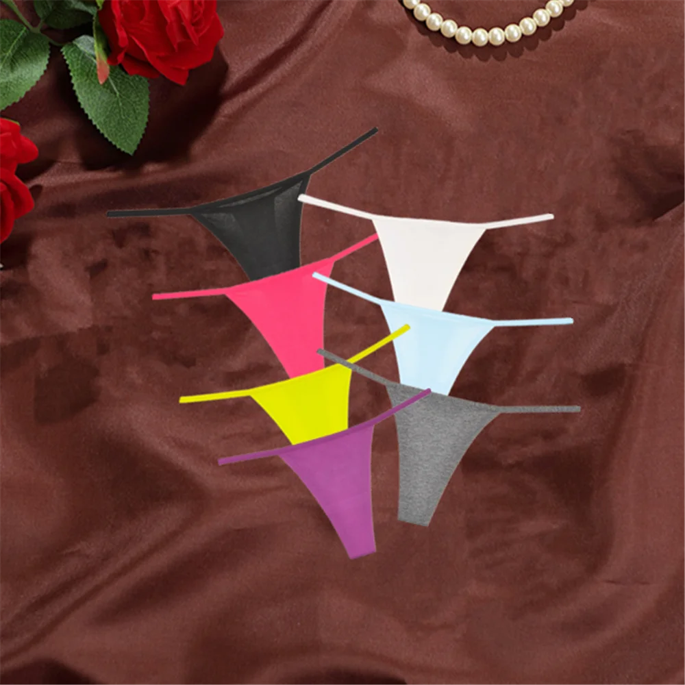 2pcs Women's Thong Sexy Lingerie Cotton Seamless Invisible Underwear Mid-rise T-back Panties Single Chip Breathable and Soft