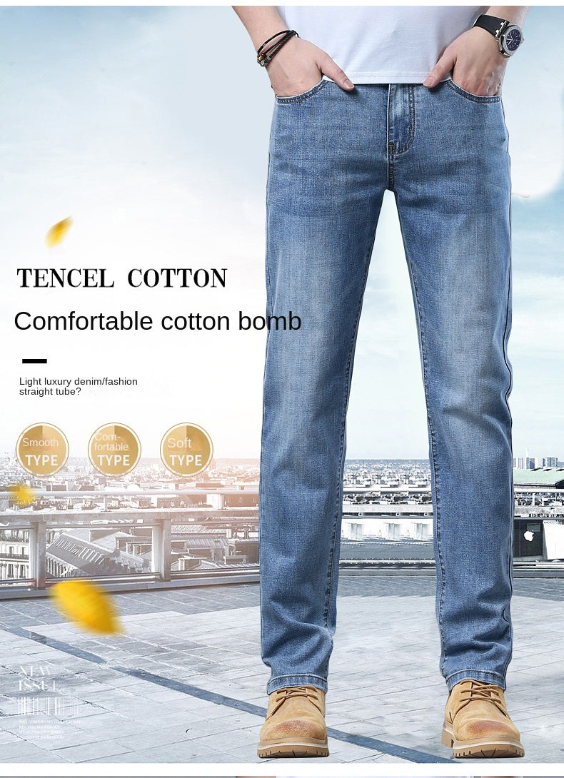 2024 Thin or Thick Material Slim Fit Men's Luxury Classic Style Men Jeans Business Stretch Denim Male Trousers Clothing