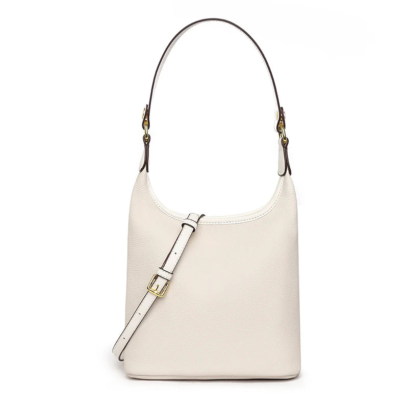 Luxury Soft Genuine Leather Women's Shoulder Crossbody Bags Designer Ladies Bucket Handbag Cow Leather Female Messenger Tote Sac