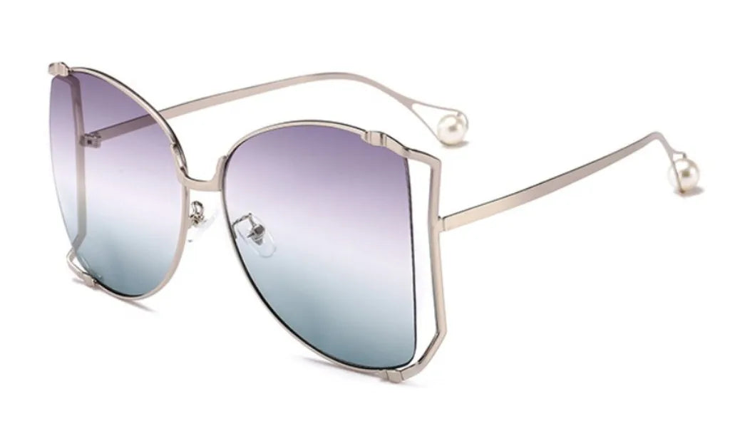 45476 lunettes de soleil carrées surdimensionnées femmes monture en métal mode luxe cadre creux marque lunettes de soleil femme dégradé nuances