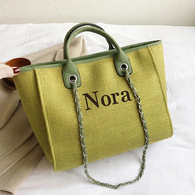 Personalized Teacher Tote Bag Custom Name Gift for Women School Classroom Appreciation Present Teacher Day Gift Fashion Handbag