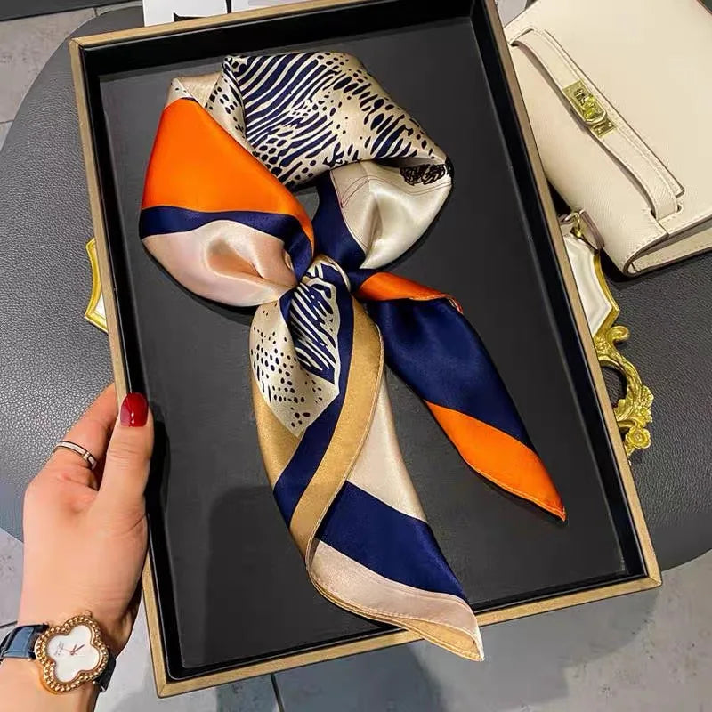 Women Silk Scarf Fashion Hair Scarf Silk Satin Neckerchief Female Hair Ties Headband Hair Ornament Female Bandana Bag Scarves