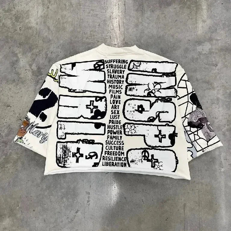 Y2K Half Sleeve T Shirt Men Women Hip Hop Punk Graffiti Graphic Print T-Shirt Oversized Loose Harajuku Gothic Streetwear Tee Top