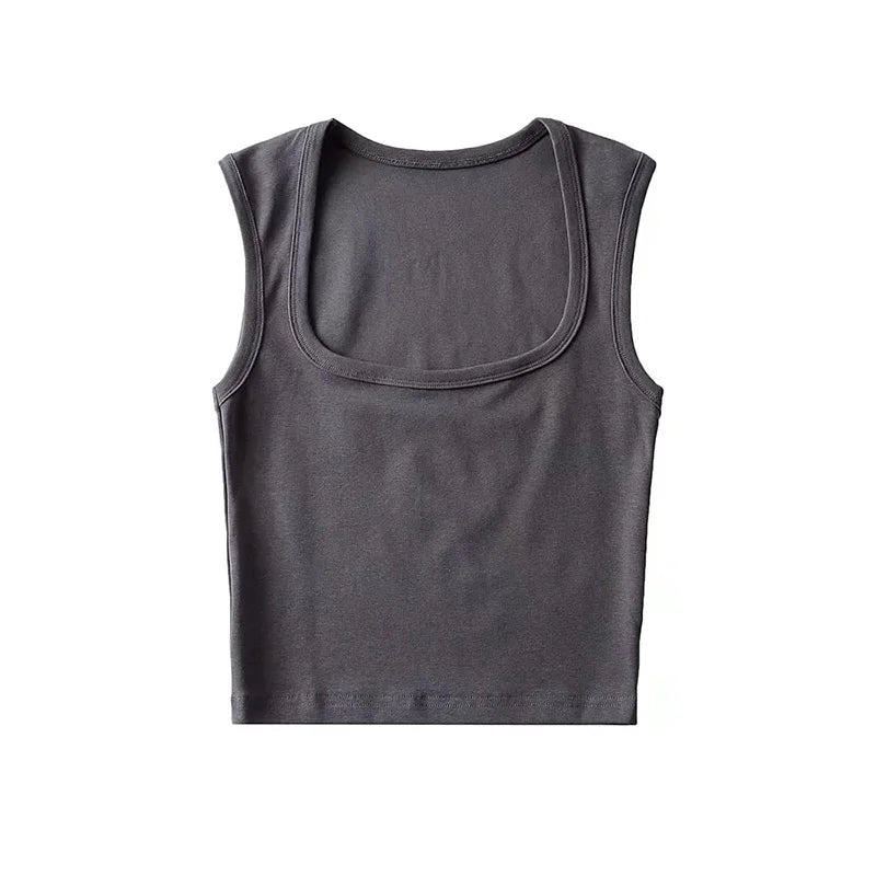Deep Square Collar Vests 2025 Summer New Fashion Sexy Women's Crop Tops Sling Vest Camis