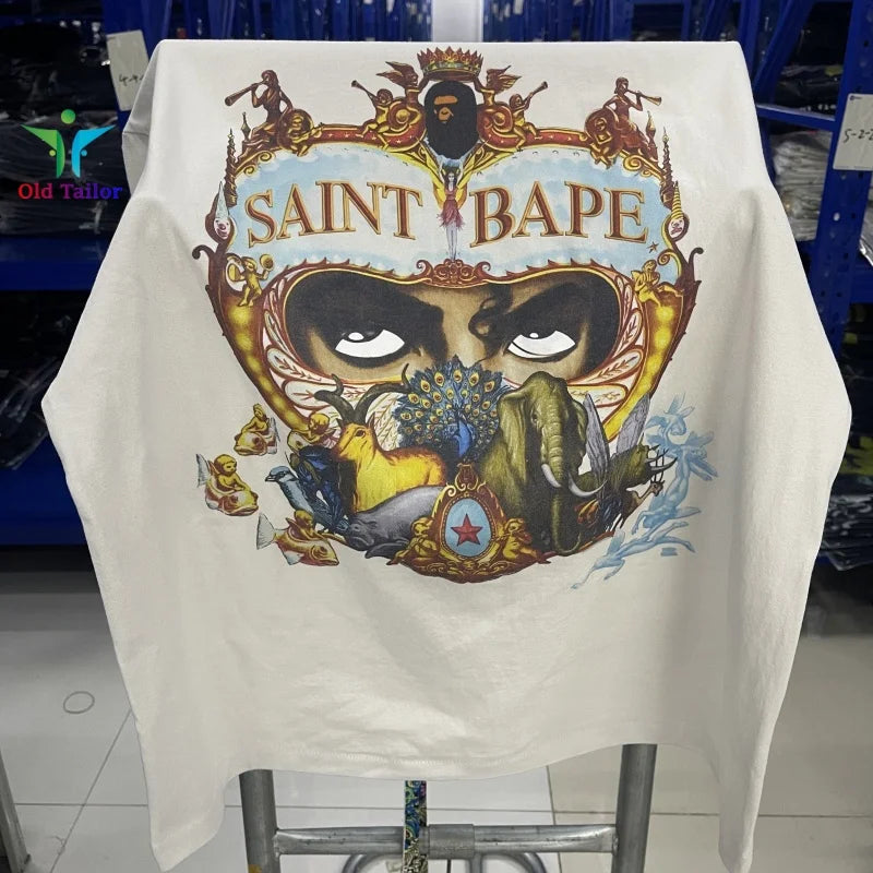 Saint 25SS Dangerous Journey Vintage Print Pattern Fashion T-shirt Short Sleeve  Summer Mens Womens Tops TEE