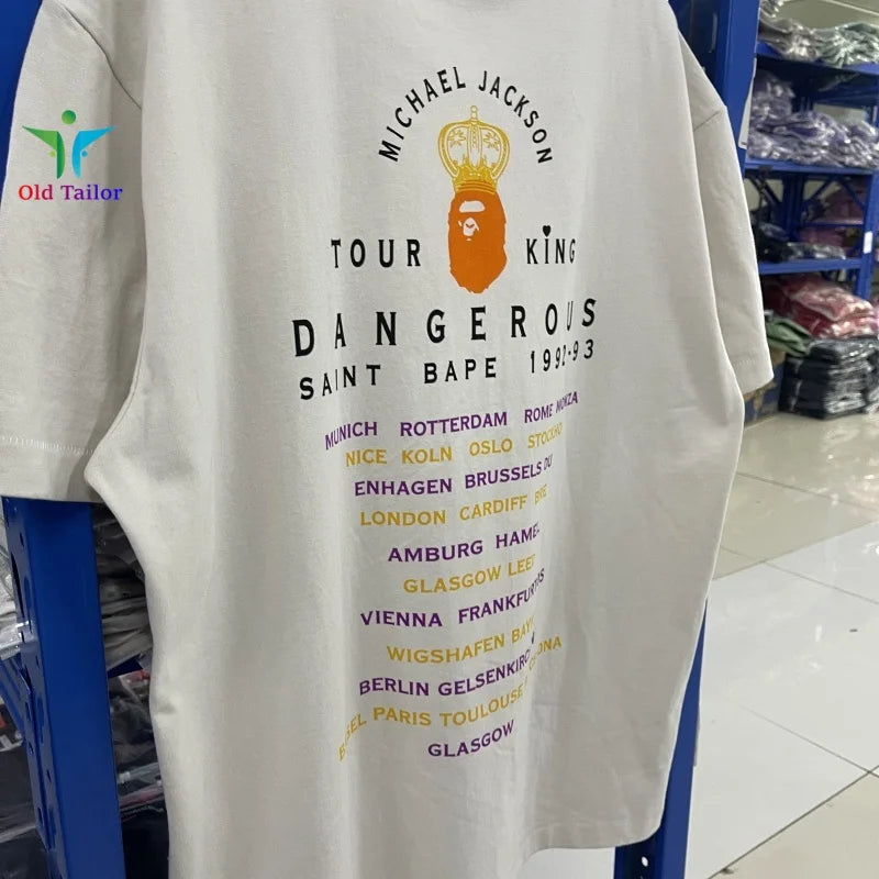Saint 25SS Dangerous Journey Vintage Print Pattern Fashion T-shirt Short Sleeve  Summer Mens Womens Tops TEE