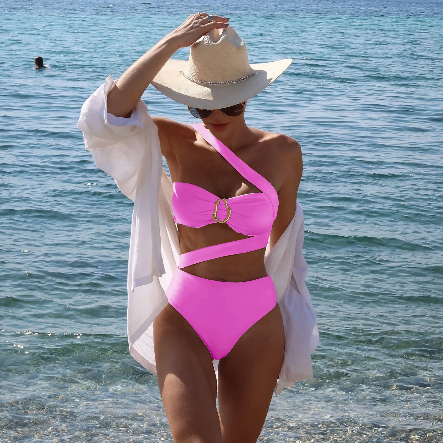 Cut Out Bikini Swimsuit Brazilan Bikini Set  Swimwear for Women Halter Shirring Two Piece Bathing Suits Summer Female