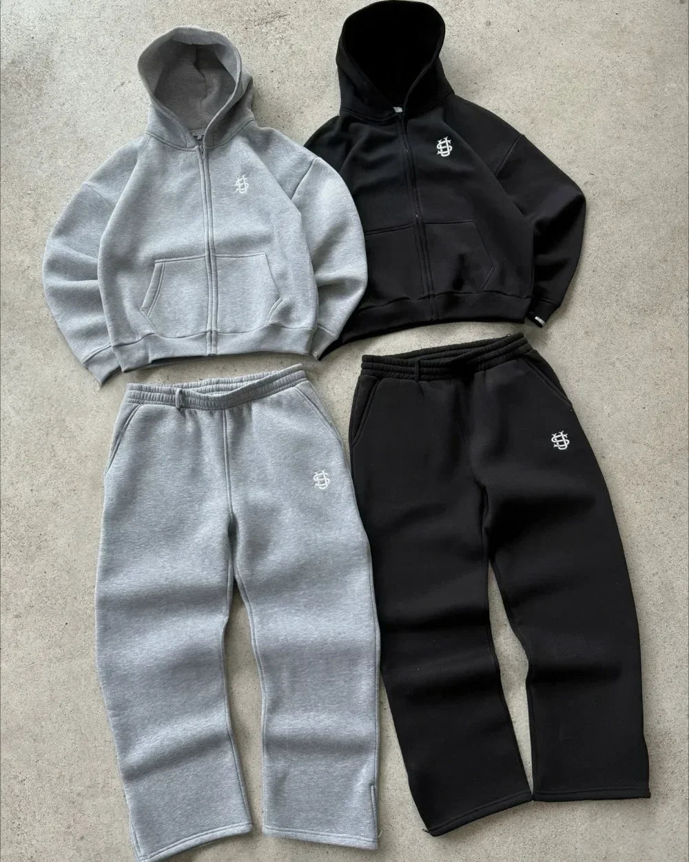 New Letter Embroidery Zip Up Casual Men Suits Y2K Oversized Harajuku Fashion Sweatshirts Women Retro Hoodies Couple Sweatpants