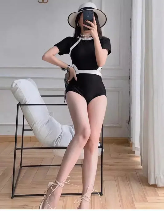 Women's Two-Piece Swimsuit Hot Sale Of The Season Summer Fashion Color Block Slimming Long Sleeve Sunscreen Holiday Swimwear Bik