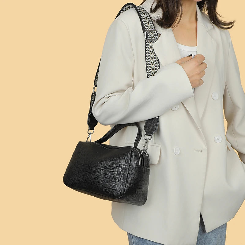 Luxury Soft Genuine Leather Handbag Fashion Women Shoulder Messenger Bag Solid Color Cowhide Tote Fashion Female Crossbody Sac