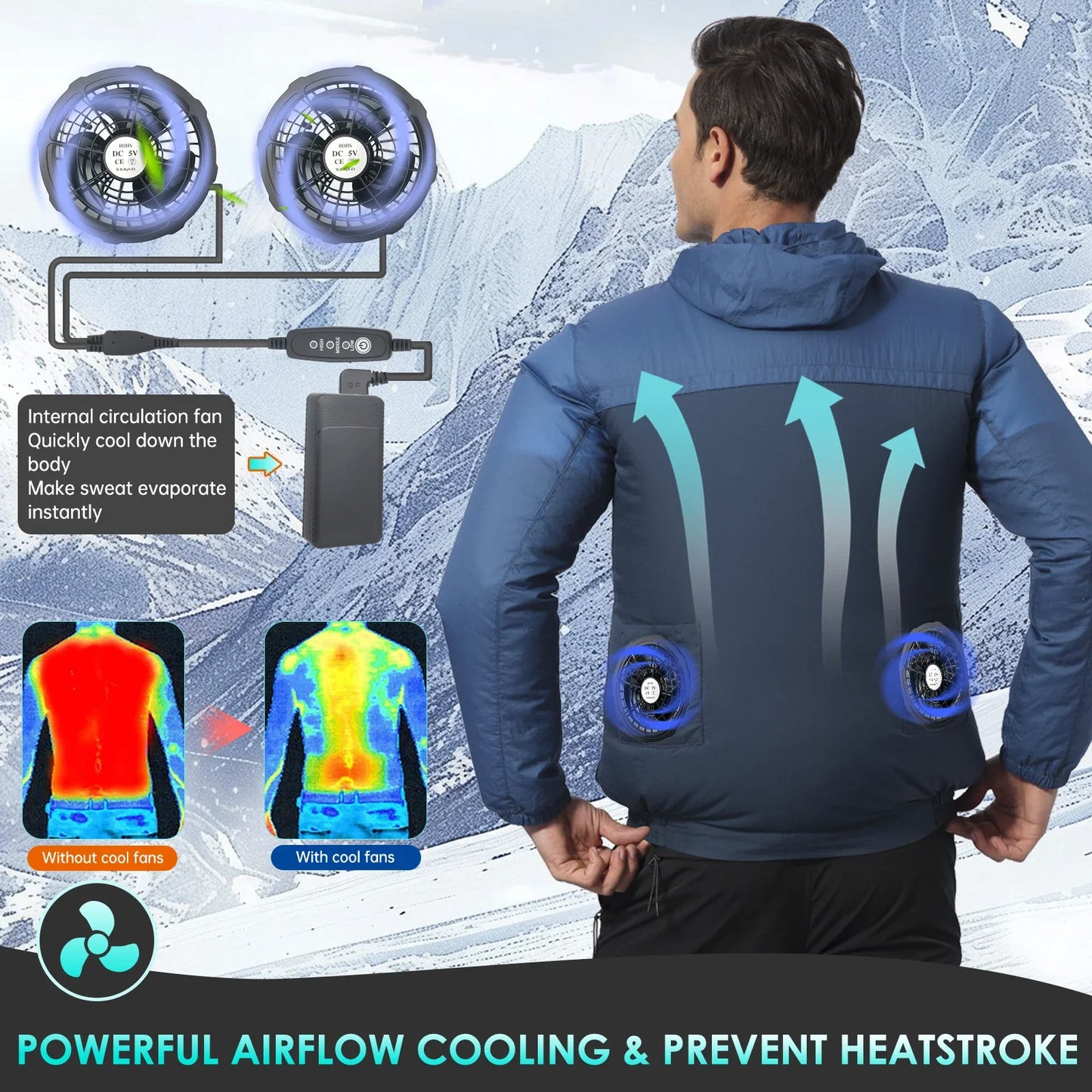 Air Conditioner Vest with 5V Cooling Fan for Cooling Vest Jacket for High Temperature Work Fishing Vest Summer jacket for Men