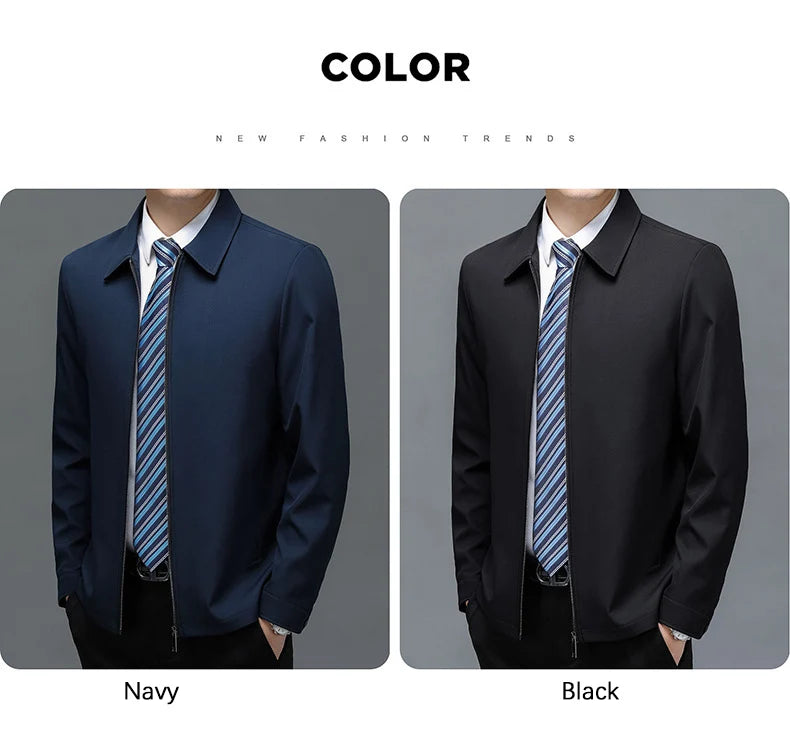 BROWON Brand Coat Men Jacket 2025 Autumn New Fashion Turn-Down Collar Jacket Men Casual Business Solid Color Outwear Mens Jacket