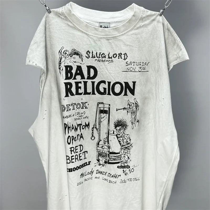 SAINT The Sand Of Time T-Shirts 2025ss Dirty Soil Spray Hand Worn Tank Top T Shirt Tee