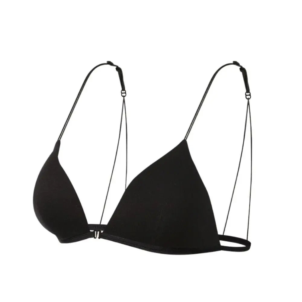 Fachion Triangle Bras for Women Beauty Back Thin Strape French Style Bra Solid Color Lingerie Deep V Bralette Summer